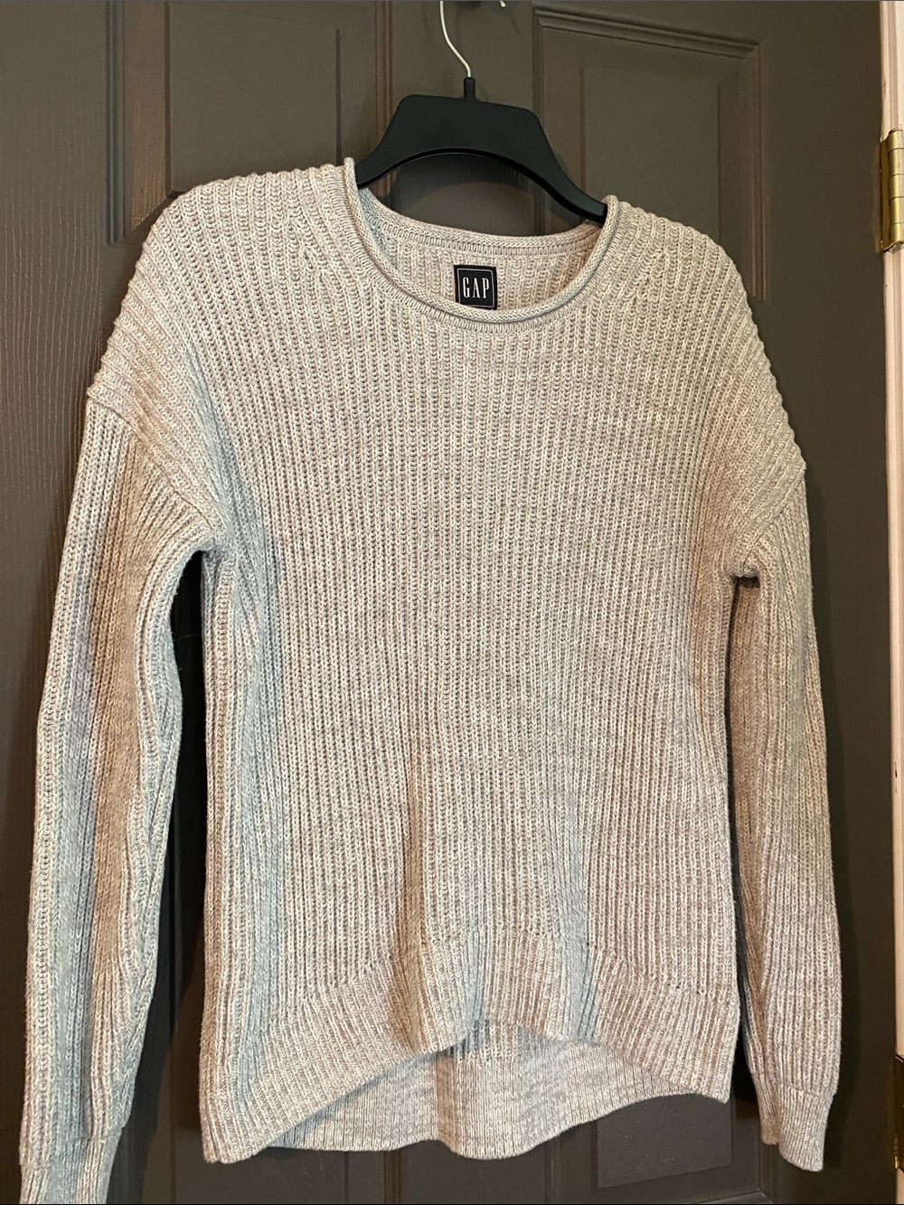 GAP Cream Ribbed Knit Crewneck Sweater